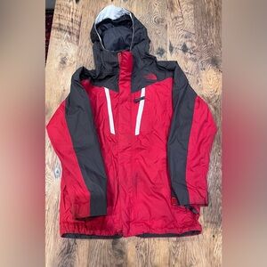 The North Face Kids Red and Gray Raincoat